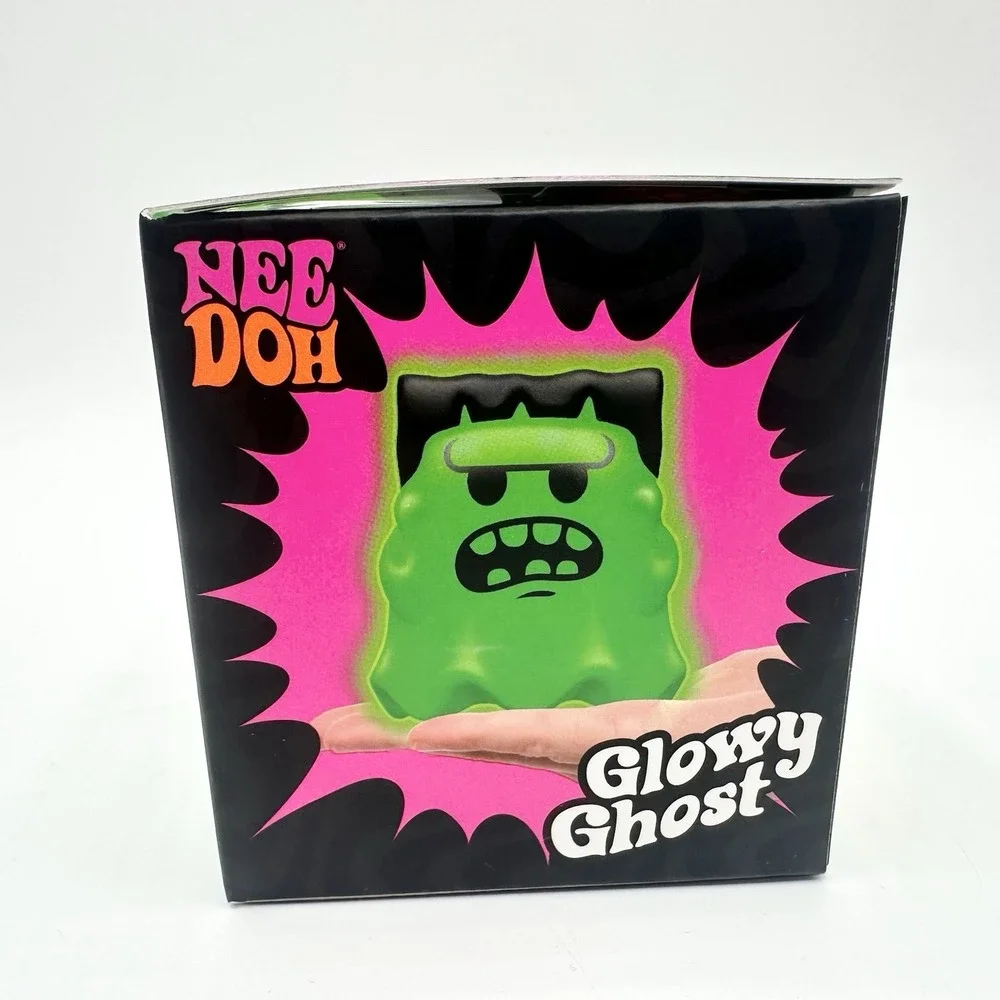 New Sealed NeeDoh Glowy Ghost Green Smile Fangs Halloween Glow In The Dark